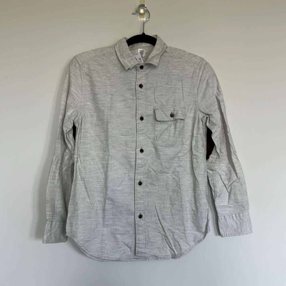 Crewcuts JCrew boys size 12 burton down gray flannel shirt with elbow patches